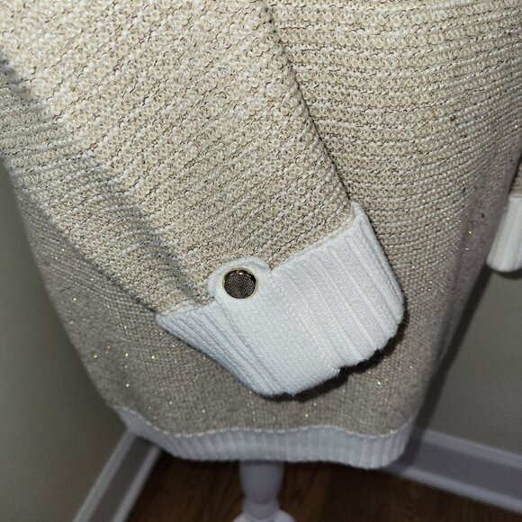 Karen Scott Gold & Ivory Glitter Metallic Pattern Pullover Sweater Women’s SZ M - Picture 9 of 13